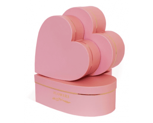 Коробка подарочная 330*325*115 Сердце розовый-золото