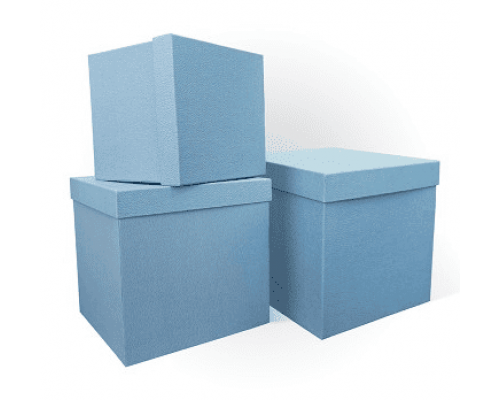 Коробка подарочная 17*17*17 КУБ бумага пробковая голубая
