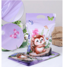 Мешочек подарочный 15*23см zip lock с ручками рисунок в ассортименте (уп50шт)