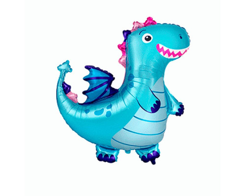 Шар фольгированный 14"/36см Динозаврик голубой