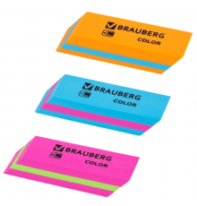 Ластик BRAUBERG Color 55х15х13мм прямоугольный скошенный яркие цвета ассорти