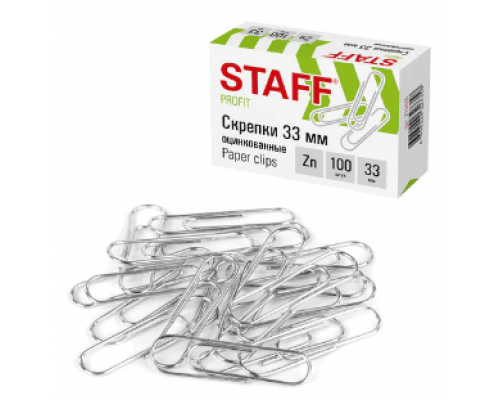 Скрепки 33мм оцинкованные 100шт STAFF