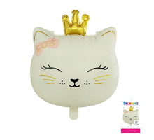 Шар фольгированный 18"/46см Котенок принцесса с короной пудровый голова