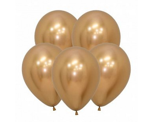 Шар латексный ЗЕРКАЛЬНЫЙ 12"/30см золото хром SEMPERTEX (уп 50шт)