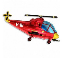 Шар фольгированный 14"/36см Вертолет красный мини