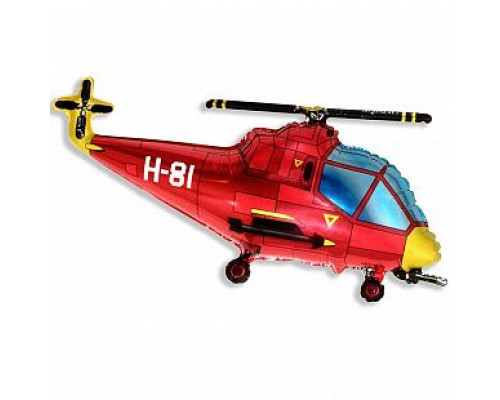 Шар фольгированный 14"/36см Вертолет красный мини