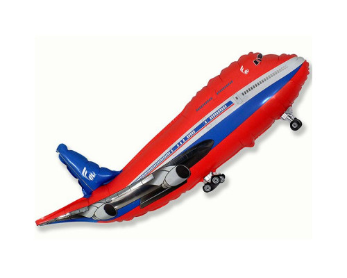 Шар фольгированный 14"/36см Самолет красный мини