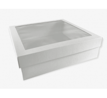 Коробка для торта 250*250*80 белая с окном