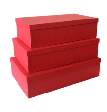 Коробка подарочная 40*25*10 тиснение ЛЕН ярко-красный
