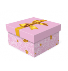 Коробка подарочная 19*19*9 ПРАЗДНИЧНЫЕ НОТКИ розовая