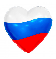 Шар фольгированный 9"/25см Триколор сердце мини