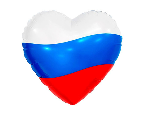 Шар фольгированный 9"/25см Триколор сердце мини