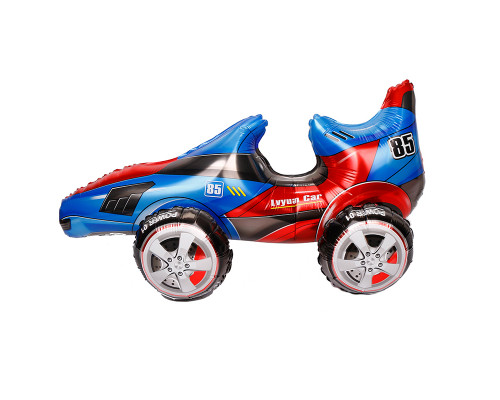 Шар фольгированный 28"/71см Гоночная машинка синяя 3D