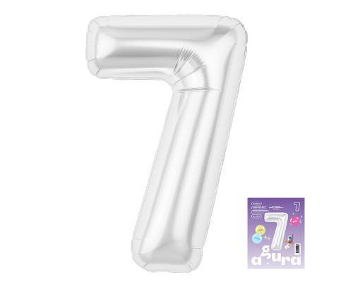 Шар фольгированный 40"/102см Цифра 7 белый блеск SLIM в упаковке AGURA