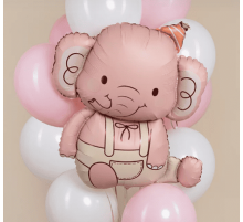 Шар фольгированный 35"/89см Фигура Слоник в колпачке розовый KIR