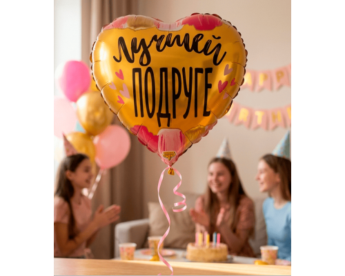 Шар фольгированный 18"/46см Лучшей подруге Сердце