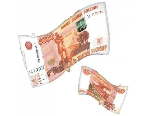 Шар фольгированный 26"/66см Денежная купюра 5000 рублей в упаковке
