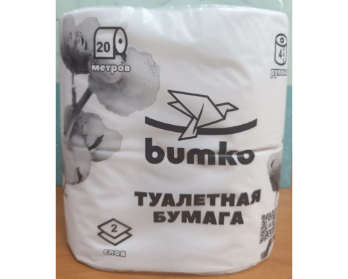 Бумага туалетная BUMKO 2-х слойная белая (уп 4шт)
