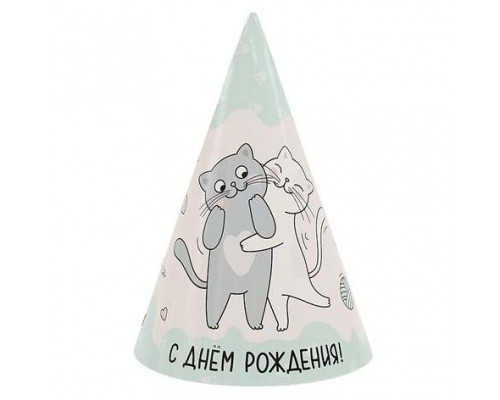 Колпаки С Днем Рождения Милые котики (уп 6шт)